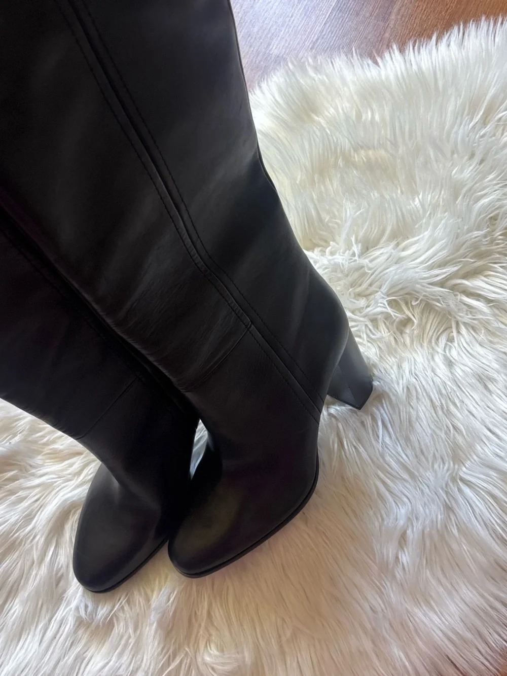 Zara Black Over-the-Knee Leather Boots